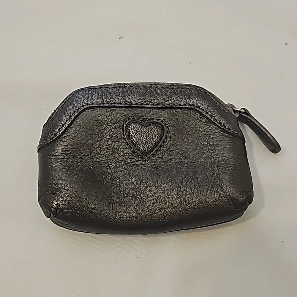 Brand new Brighton platinum leather coin purse zipper